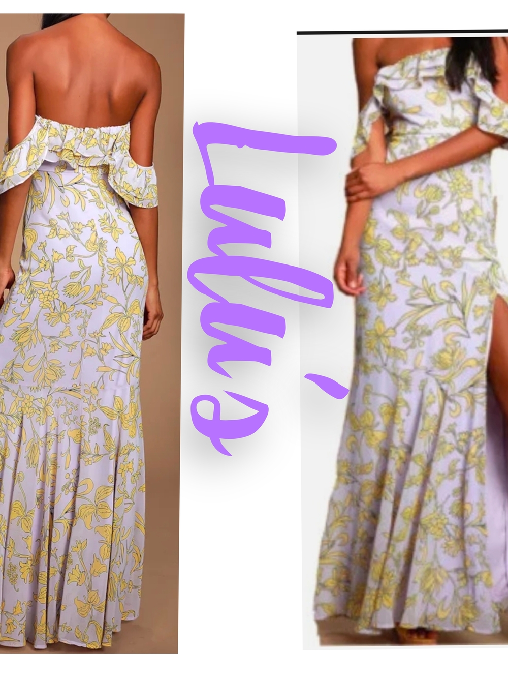 Lulu's Lavender Maxi Dress with Yellow Floral Print